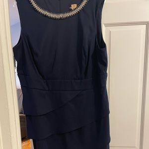 Connected Apparel Womens pleated dress with embellished collar. Plus size